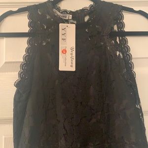 NWT Black Lace SkaterDress Lined throughout Med